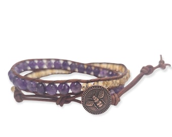 Amethyst & Citrine Leather wrap