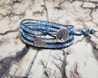 Beautiful Blue Skies 3x Adjustable leather wrap