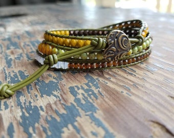 Funky Vintage colored 3x adjustable leather wrap