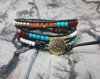 Multi color 3x Adjustable leather wrap