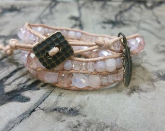 Graduated Pinks 3x leather wrap