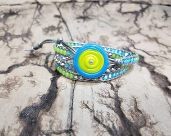 Luscious Lime 3x Adjustable leather wrap