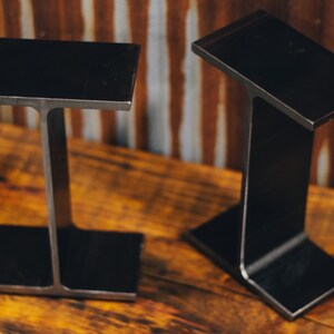 Large, Industrial I-Beam Reclaimed Steel Bookends.
