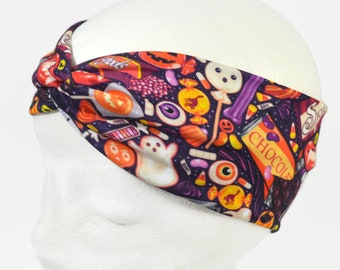 Halloween Candy Headband Adult Size - Cute Creepy Halloween Headband Faux Knot - Silky Soft Adult Extra Wide Headband
