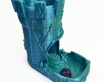 Dragon Castle Dice Roller / Dice Tower - Blue/Green