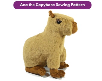 Capybara Plüsch Schnittmuster - Ana the Capybara - Capybara Sitzend Stofftier PDF Schnittmuster und Nähanleitung