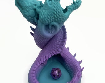 Twin Dragon Dice Roller / Dice Tower - Blue and Purple