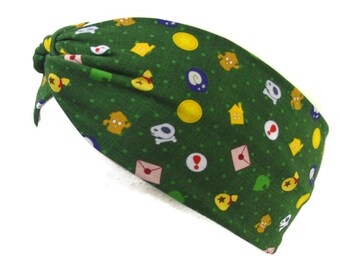 Animal Crossing Headband Adult Size - ACNH Green Twist Headband Faux Knot - Soft Stretchy Adult Extra Wide Headband