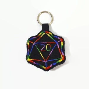 Rainbow D20 Plush Keychain - Cute Squishy D20 Keychain / Screen Cleaner