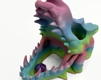Dragon Skull Dice Roller / Dice Tower - Pastel Rainbow