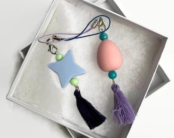 Shiny Charm and Oval Charm Keychain Gift Set: Monster Trainer Charms