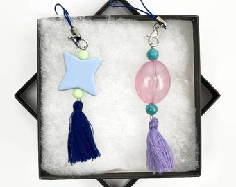 Charm Keychain Gift Set - Shiny Charm and Oval Charm - Gift for Gamers