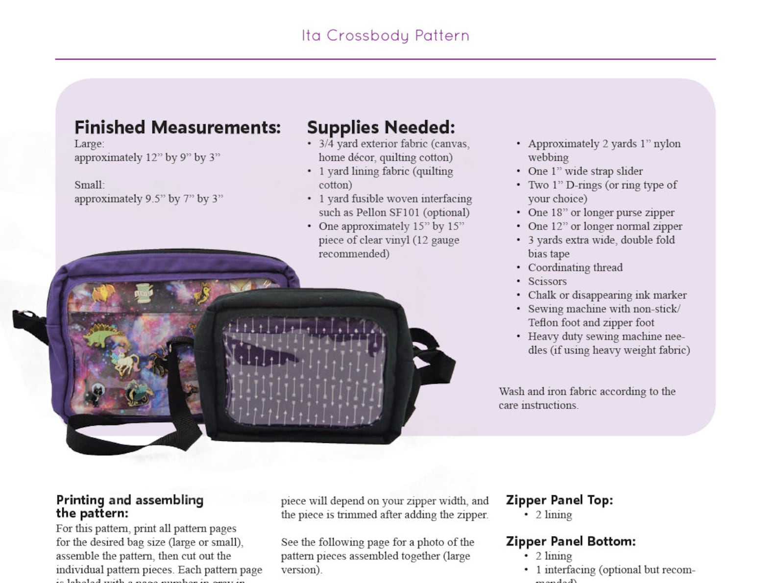 Ita Bag Sewing Pattern Bundle: Backpack, Crossbody & Messenger (PDF ...