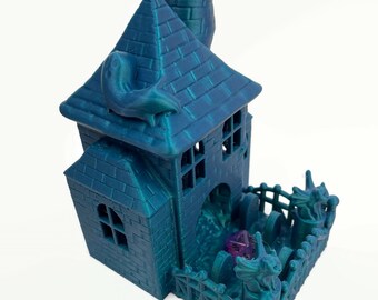 Haunted House Dice Tower - Shimmering Ocean Blue