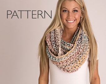 Chunky Infinity Scarf PATTERN, DIY scarf crochet pattern, crochet scarf, womens clothing, gift for wife.