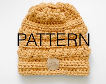 KIDS Bobble Toboggan PATTERN// Children's hat pattern, Crochet Hat Pattern, Crochet Hat, Crochet Beanie Pattern