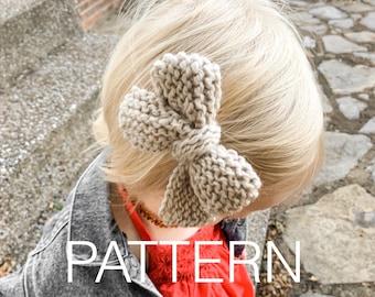 Chunky Hair Bow PATTERN // Knit Hair Bow Pattern, Knit hair bow, knit pattern, hair bow knitt pattern
