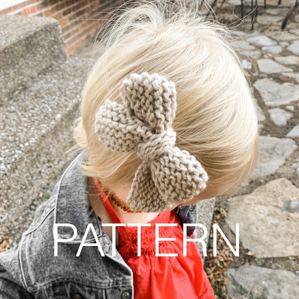 Chunky Hair Bow PATTERN // Knit Hair Bow Pattern, Knit hair bow, knit pattern, hair bow knitt pattern