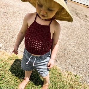Finley Halter Top Pattern // Crochet Pattern, Crochet crop top/Festival Summer top/Hippie boho top/Crochet boho/ Baby Crop Top/ Baby Crop To