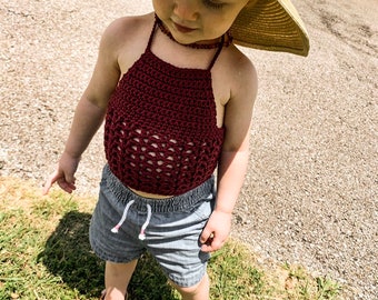 Finley Halter Top Pattern // Crochet Pattern, Crochet crop top/Festival Summer top/Hippie boho top/Crochet boho/ Baby Crop Top/ Baby Crop To