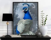 portrait de paon en robe impériale dans un décor en grisaille