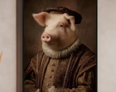 Portrait d'un cochon habillé dans le style Tudor (série : The Tudor collection)