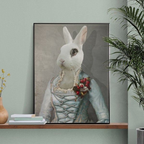 MARY - portrait de lapin en élégante robe d'été