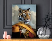 LE TIGRE (collection savane) - portrait d'un tigre en uniforme, portrait animalier en costume, idée cadeau