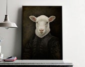 Portrait animal en costume : CHESTERFIELD - portrait de mouton habillé - idée cadeau - portrait d'un mouton en costume