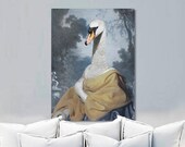 Portrait d'un cygne en costume dans un style romantique grisaille rococco