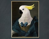 Portrait animal en costume : DIANE - portrait animalier en costume - portrait d'un perroquet habillé - idée cadeau