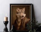 Portrait d'un loup habillé dans le style Tudor (série : The Tudor collection)