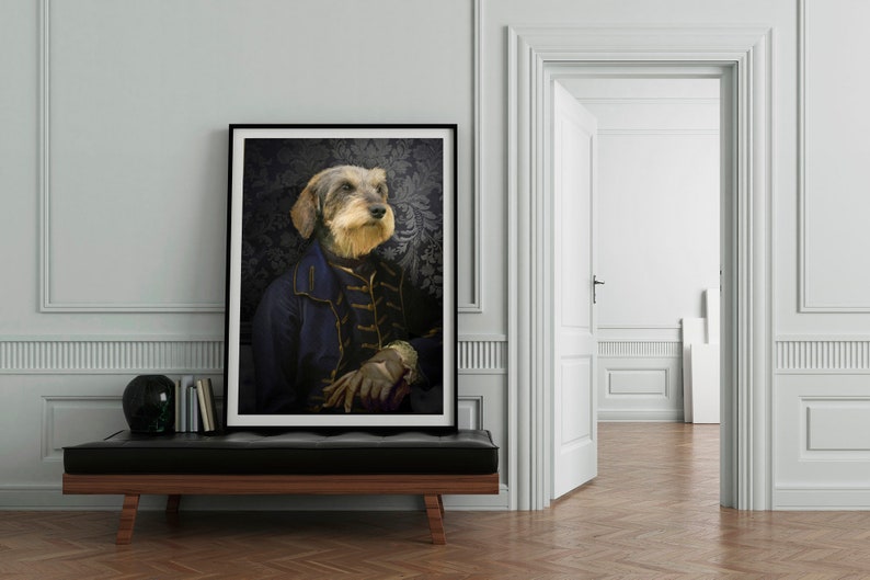 Animal portrait in costume: THE PRINCE de CONTI dressed animal portrait gift idea dressed dog portrait image 2