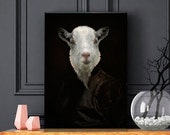 Portrait animal en costume : YPRES - portrait animalier habillé - idée cadeau - portrait d'un bouc en costume flamand