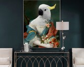 Portrait animal en costume : JEANNE - portrait animalier en costume - portrait romantique d'un perroquet - idée cadeau