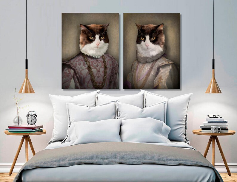 Personnalisable Avec La Photo De Votre Animal Portrait D Un Chat En Habit Renaissance Id U00e9e Cadeau Brugges Portrait Animalier En Costume Pet Portraits Art Collectibles Stokfella Com