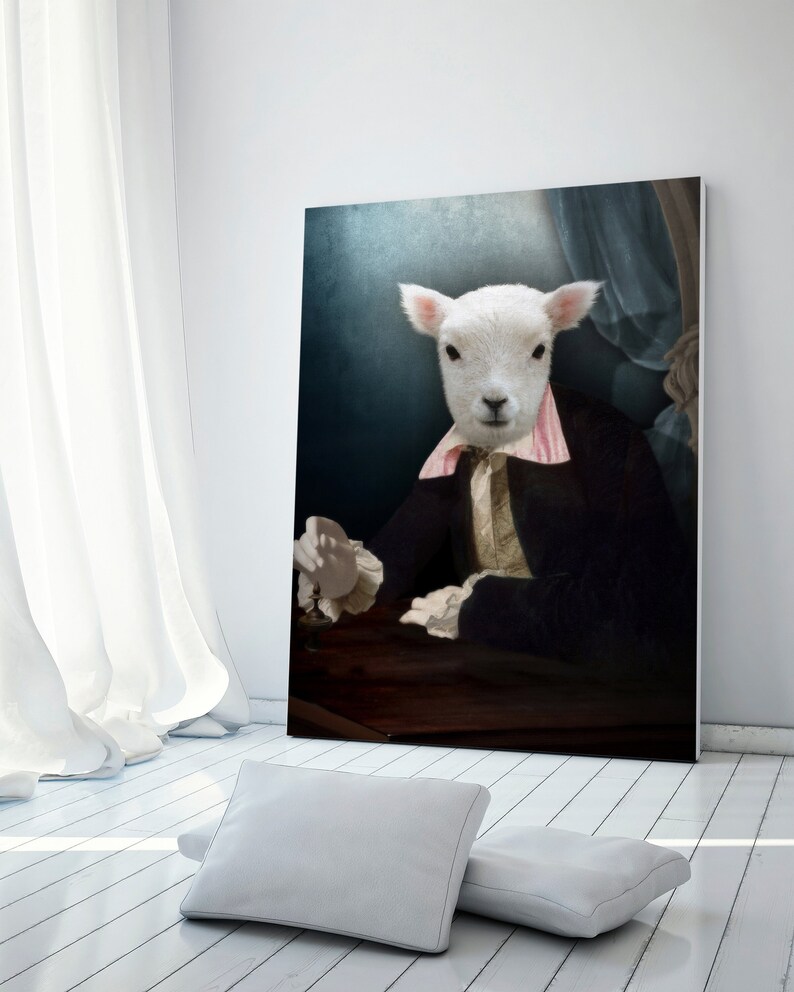 Spinning Top Portrait Lamb Posing Behind His Desk image 1