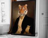 Portrait de tigre en habit aristocratique costume de dandy