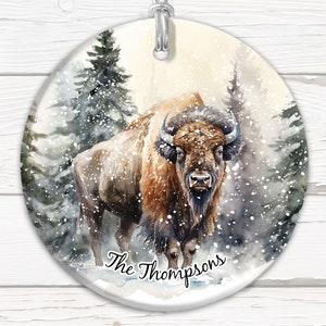 Bison Ornament, Custom Bison Ornament, Personalized Bison, Bison Gifts, Winter Bison, Pretty Bison, Customized Bison, Lodge Gift, Cabin Gift