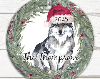 Wolf Ornaments, Multiple Designs! Santa Wolf, Custom Wolf, Personalized  Wolf, Wolf Christmas Ornament