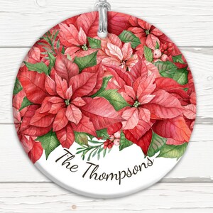Poinsettia Custom Ornament, Poinsettia Ornament, Personalized Poinsettia , Custom Poinsettia, Housewarming Gift, Christmas Ornament