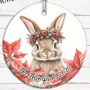 Bunny Rabbit Ornaments, Multiple Designs! Personalized Rabbit, Personalized Bunny, Custom Bunny, Christmas Rabbit, Winter Bunny