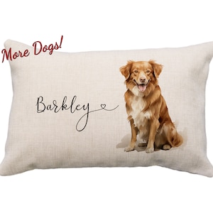 Novia Scotia Duck Tolling Retriever Custom Name Pillows, 12x18* Pillow, Toller Gifts, Toller Pillow, Toller Watercolor, Toller Memory