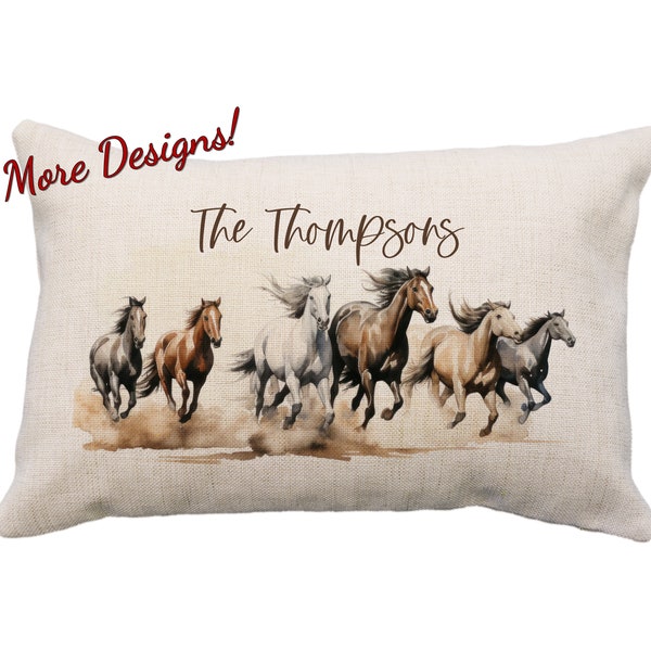 Horse Pillow, Galloping Horses Custom Pillow or Cover, 12 x 18*, Horses Running, Horse Gifts, Mustangs, Ranch Gift, Western Gift, Farm Gifts