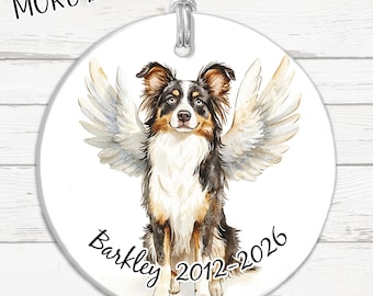 Australian Shepherd Ornament, Multiple Designs, Personalized Aussie, Memory Ornament, Memorial, Wings, Handmade