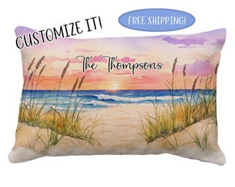 Beach Pillows, Multiple Designs! Personalize,  Beach House Pillow, Rowboat, Handmade