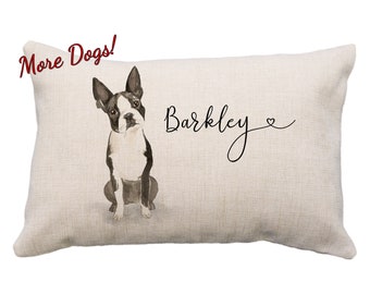 Boston Terrier Pillow, 12x18* Pillow, Boston Terrier Gifts, Custom Terrier, Personalized Boston Terrier, Boston Terrier Drawing