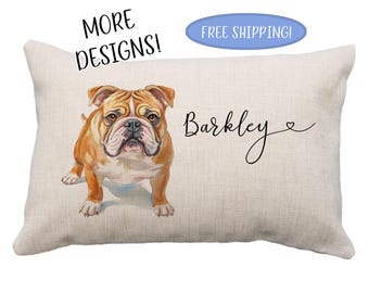 English Bulldog Custom Pillows, Handmade, Personalized Gifts, Dog Loss, Pet Decor, Multiple Designs