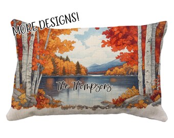 Lake and Mountain Pillows, Multiple Designs! Personalize, Lodge, Cabin, Camping, Handmade