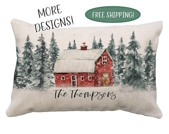 Barn and Cabin Custom Pillows, Handmade, Personalized Gifts, Farmhouse, Christmas Decor